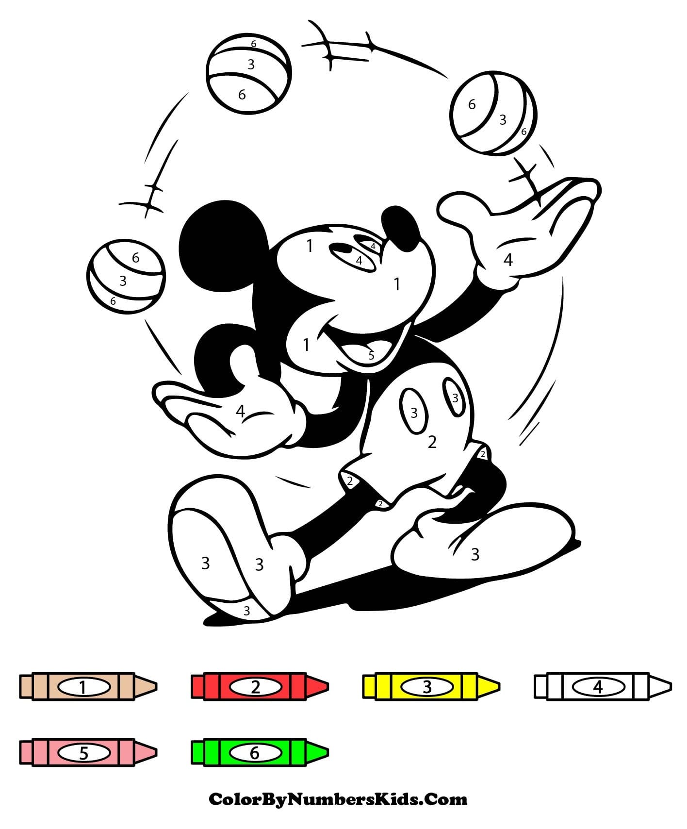 Mickey Mouse Color By Number - ColorByNumbersKids