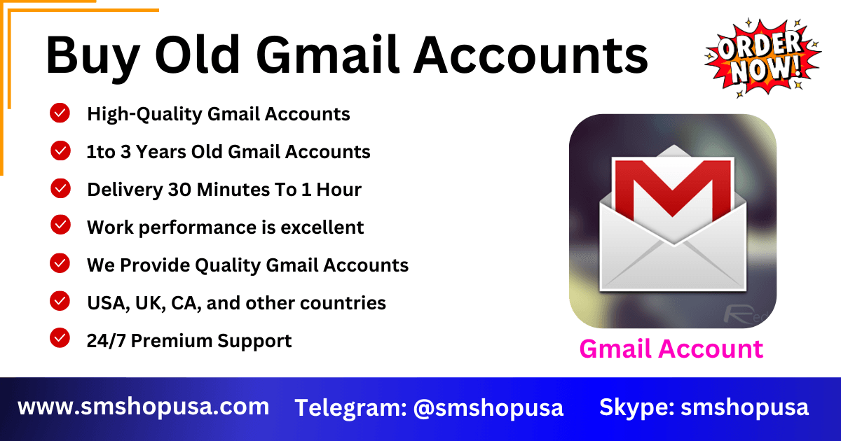 Buy Old Gmail Accounts - 100% ( Bulk, PVA & New) Accounts